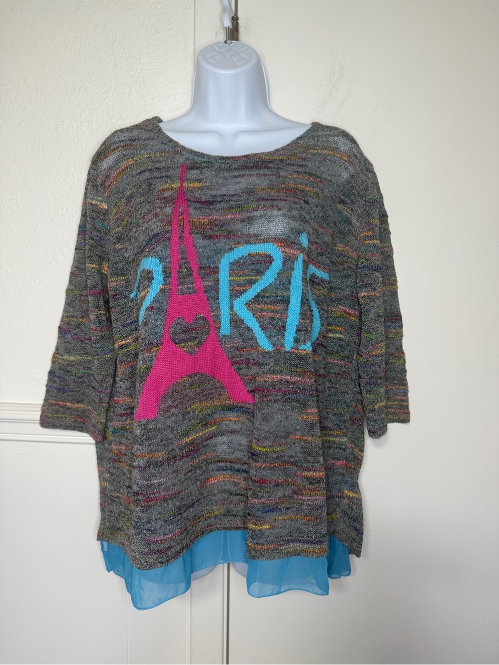 Angel Metallic Multicolor Knit Top with Turquoise Lining new with tag